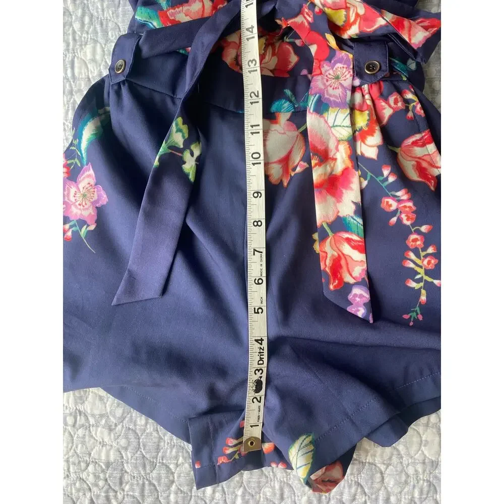 Yumi Kim Blue Floral Print Sweet Romance Liz Romper Women’s Size Small